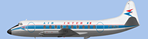 David Carter illustration of Air Inter Viscount F-BLHI
